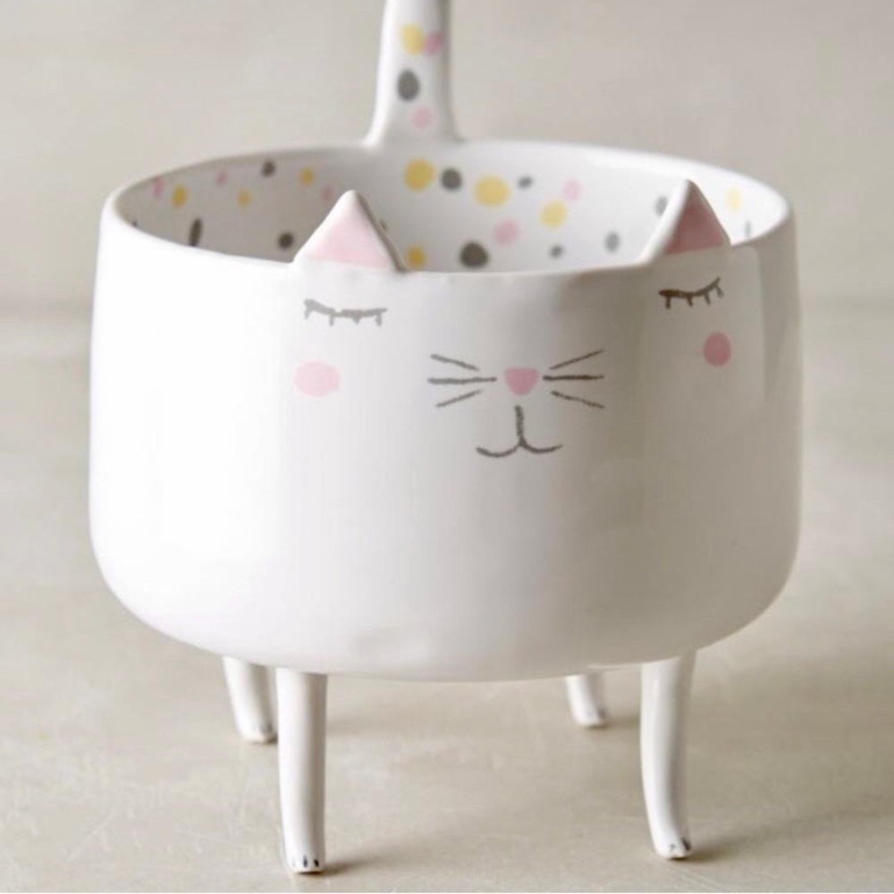 Anthropologie Ceramic Trinket Dish / Planter - Cat